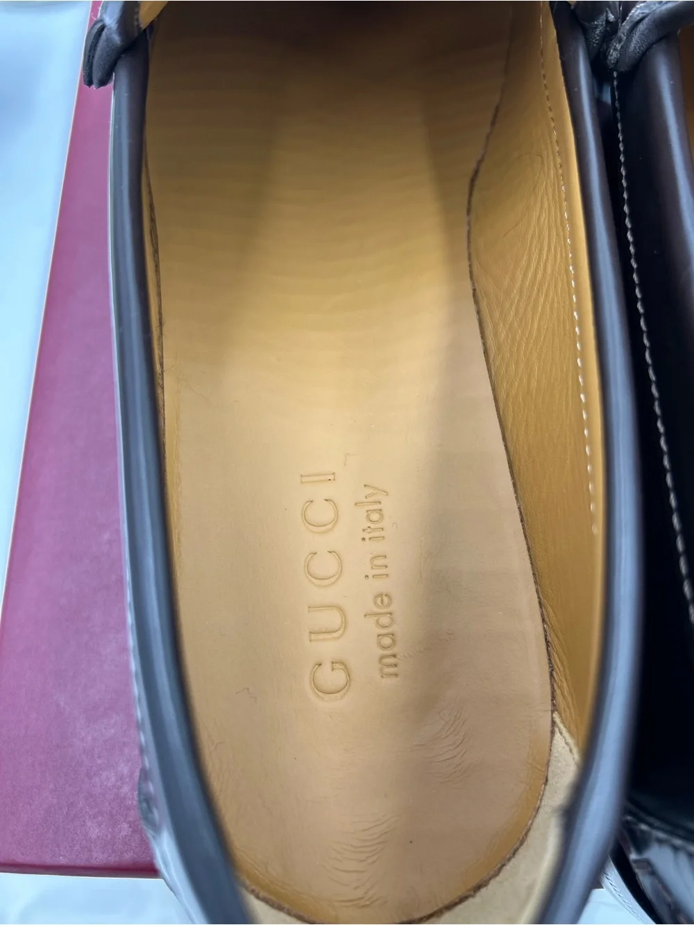 Men's Gucci KAVEH GG embossed leather loafers size 8 fits 9US made in Italy